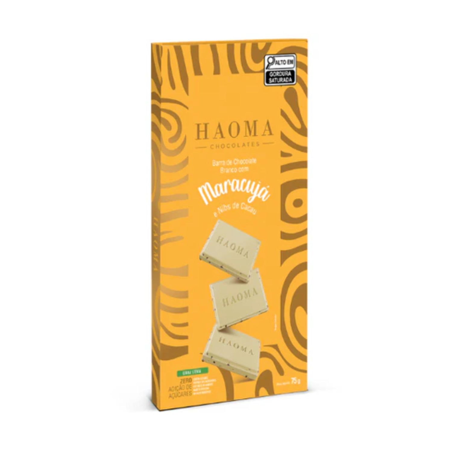 Haoma Barra de Chocolate Branco com Maracujá e Nibs de Cacau | Linha Stevia (75g)